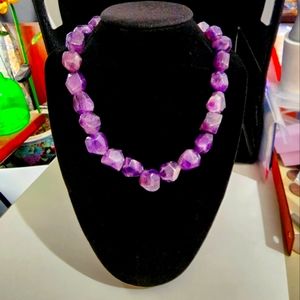 Amethyst Chunky Faceted Nugget Choker